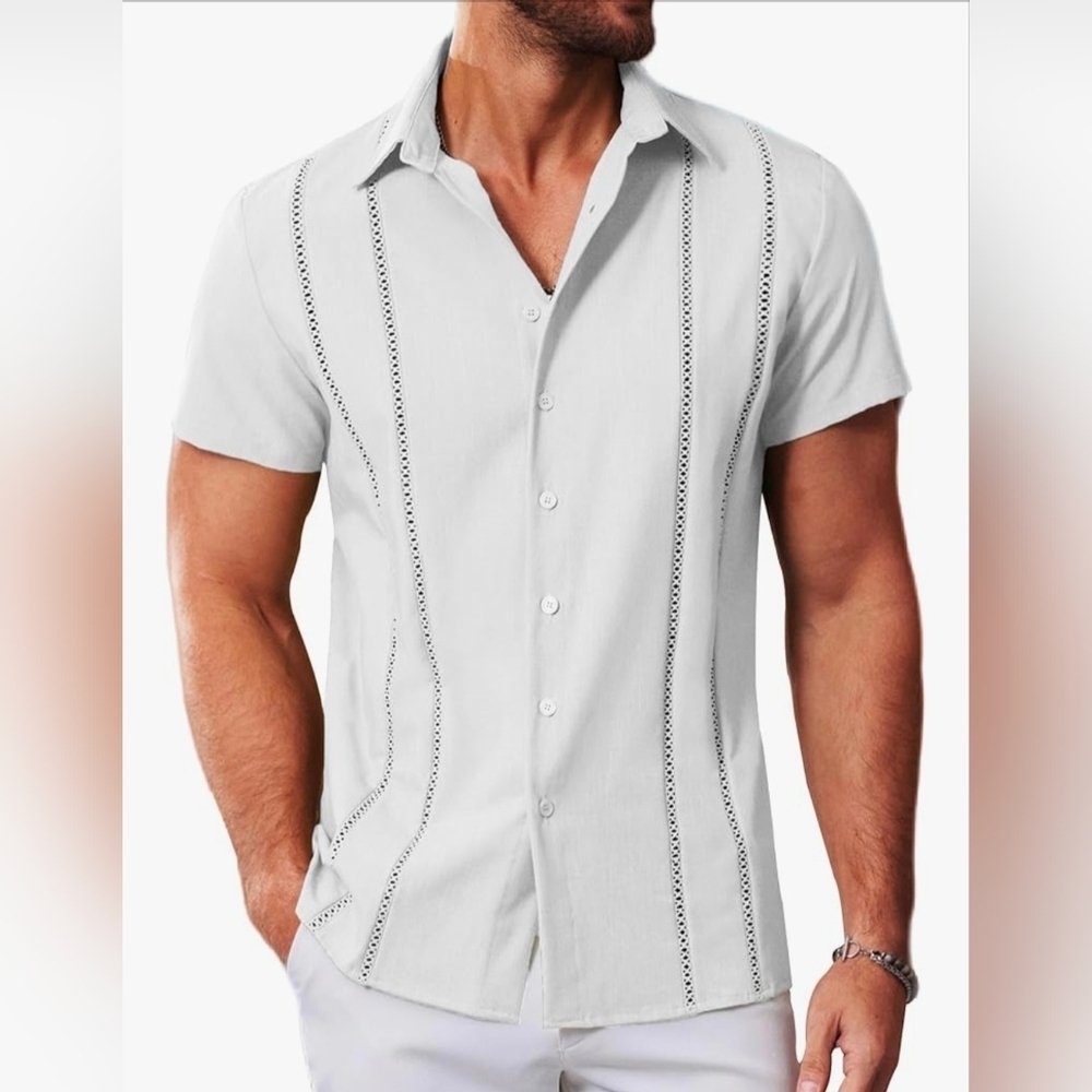 MAPICK Men's Cuban Guayabera Casual Beach Shirt #864-867